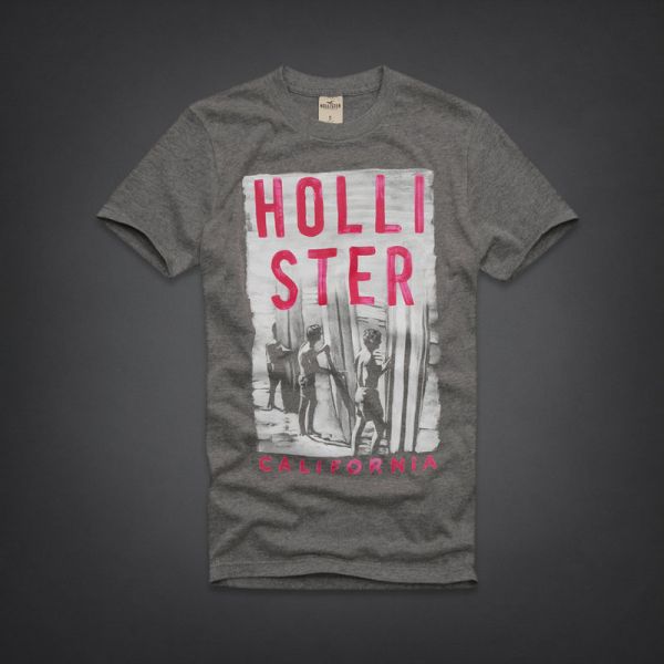 Camisa Hollister Cinza e Rosa