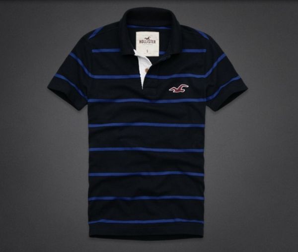 Polo Hollister Listrada Preto/Azul